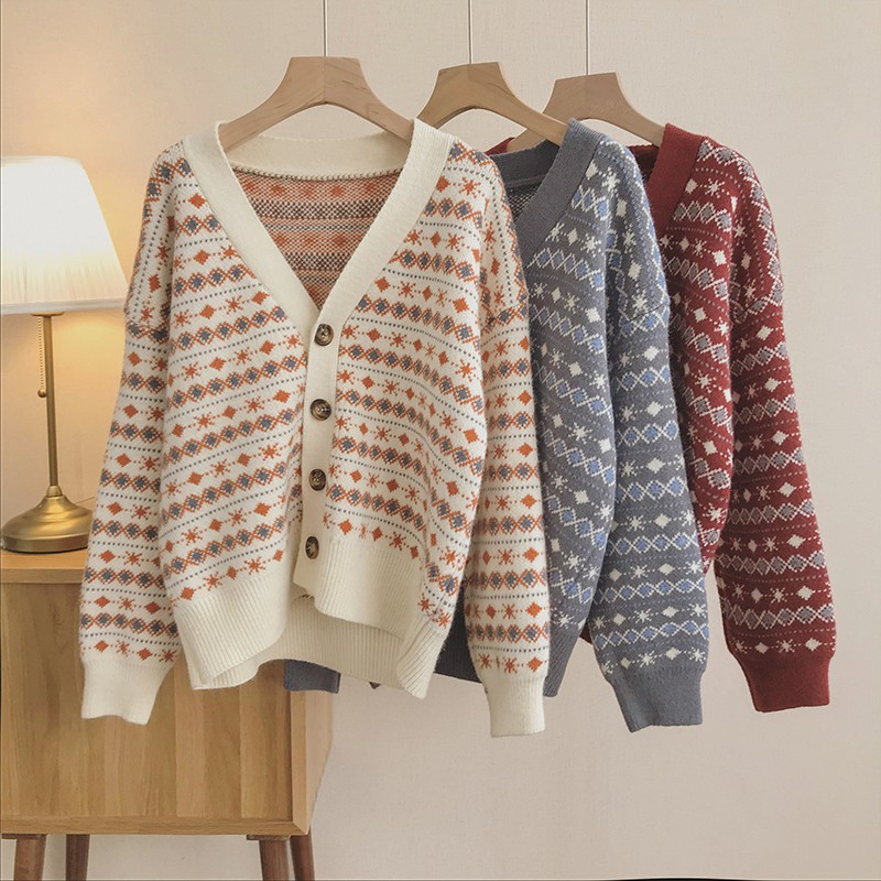 Áo khoác Cardigan nữ áo len dệt kim mới của Hàn Quốc cổ chữ V dài tay áo mùa xuân | BigBuy360 - bigbuy360.vn