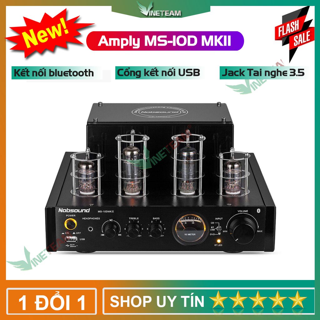 Ampli đèn Nobsound MS10D MKII có Bluetooth - Input cổng quang Optical - Coaxial và Sub - JAout CK TẶNG CÁP AV -DC4595