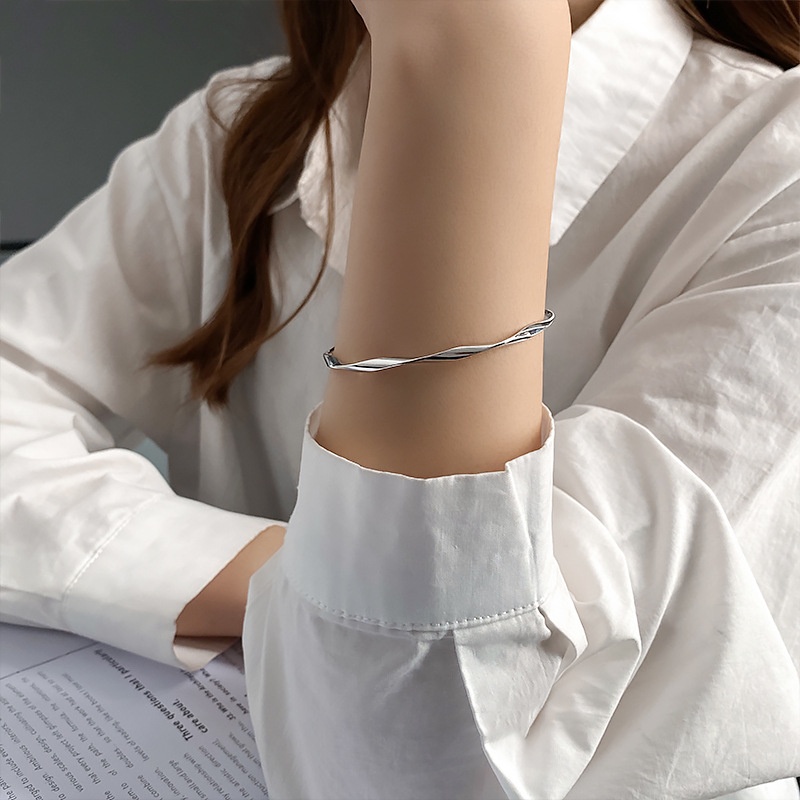 Vòng đeo tay MAYEBE LAVEND màu bạc thiết kế đơn giản phong cách hiphop Hàn Quốc dành cho cặp đôi