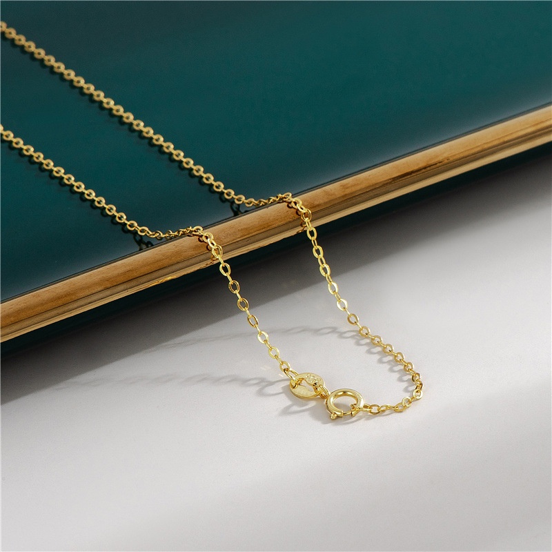 100% bạc thật 925 mạ vàng Vòng cổ dài Chuỗi dài Chiều dài khác nhau Vàng 18K Nữ tại Hàn Quốc Bán buôn đơn giản