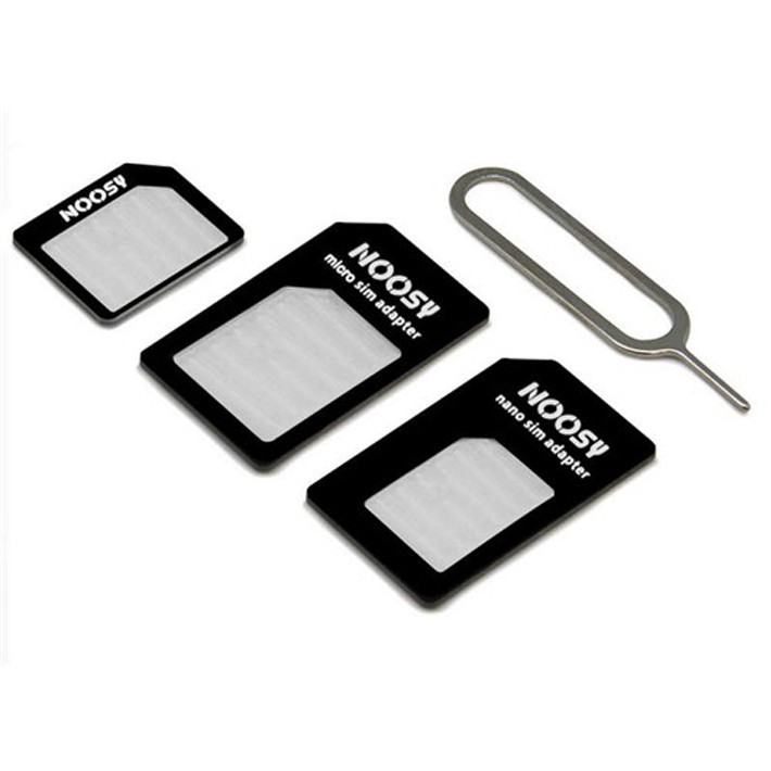 Bộ chuyển đổi sim, micro sim, nano sim Tặng kèm que chọc sim – Bộ khay sim đa năng - NOOSY NANO SIM ADAPTER