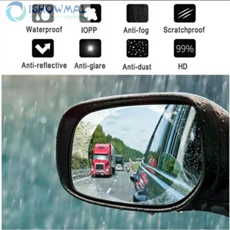 Set 2 phim dán gương chiếu hậu hình bầu dục chống sương mù / bụi / thấm nước thay thế 100x150mm thích hợp cho xe hơi
