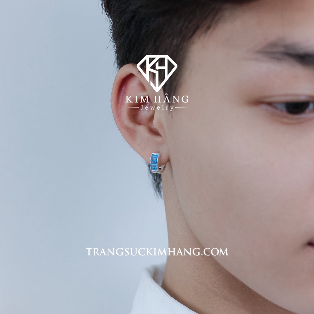 Khuyên Tai BẠC Thiết Kế Đá Baguette XANH KHJER02