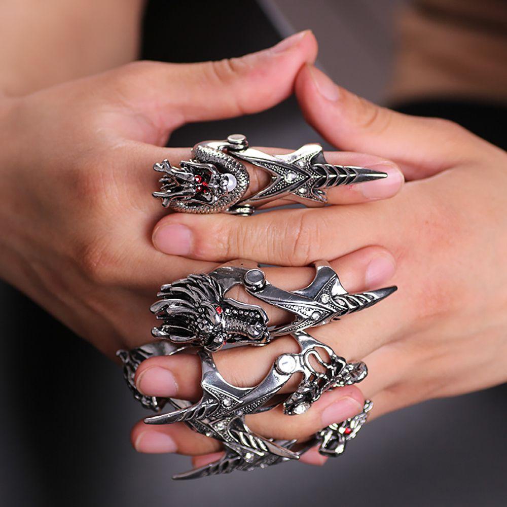 RALPH Nhẫn Hình Móng Vuốt Rồng Bằng Hợp Kim Phong Cách Retro Gothic Đơn Giản Dành Cho Nam