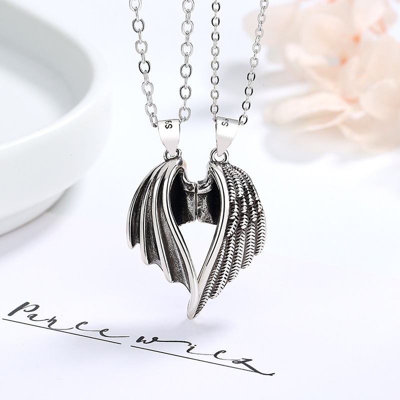 Set 2 Vòng cổ mặt hình đôi cánh thiên thần ác quỷ dành cho các cặp đôi