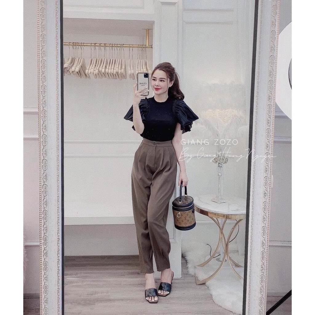 Quần tây nữ lưng cao công sở DILIXI đẹp dáng thụng xếp ly gấu khóa lưng chun sau cao cấp Hàn Quốc Q115 -Hàng VNXK loại 1