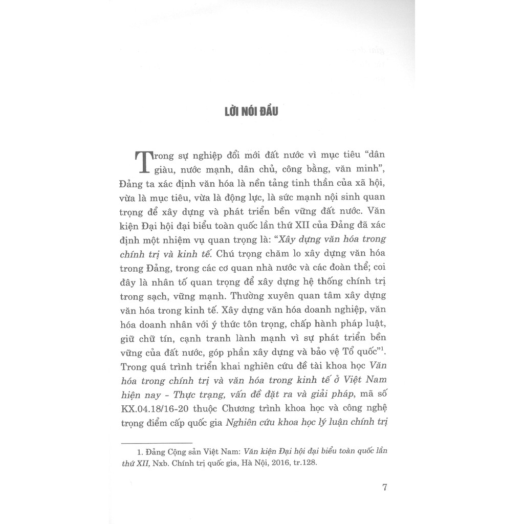 Sách - Văn Hóa Trong Chính Trị Và Văn Hóa Trong Kinh Tế Việt Nam, Một Số Vấn Đề Lý Luận Và Thực Tiễn