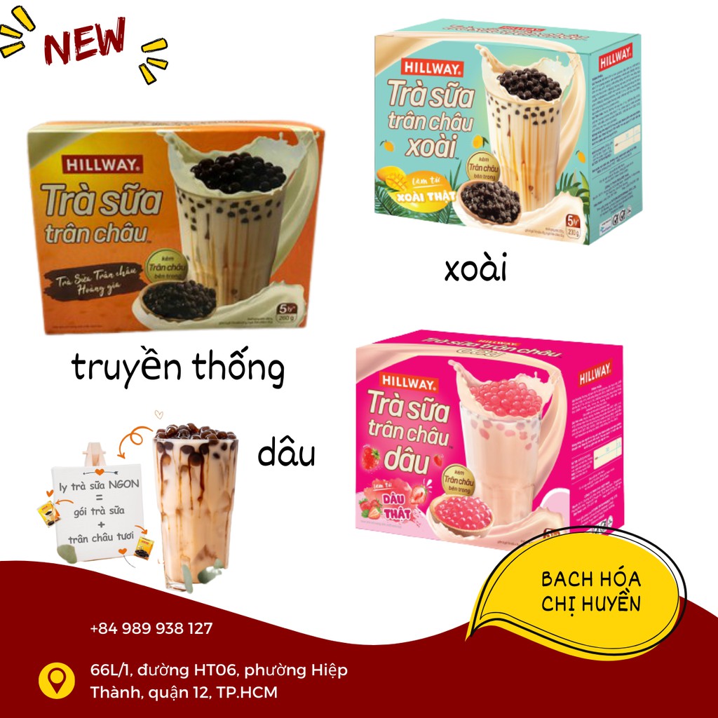 HỘP 5 COMBO TRÀ SỮA TRÂN CHÂU HILLWAY, KÈM GÓI TRÂN CHÂU