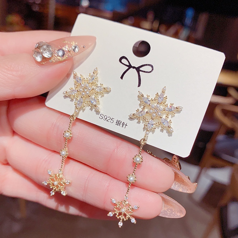 Bông tai mạ bạc 925 đính ngọc trai nhân tạo thời trang