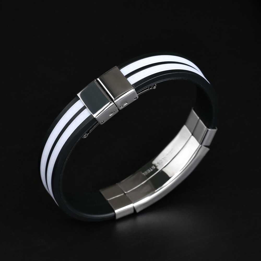 Vòng Đeo Tay Thể Thao Bằng Silicon Và Thép Titan Thời Trang Cho Nam