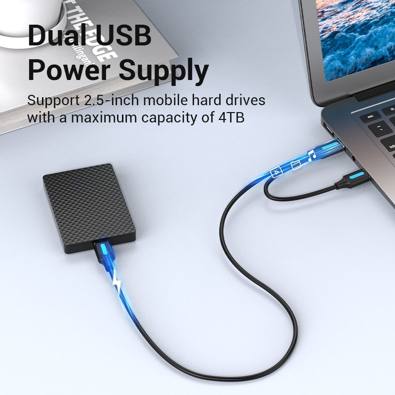 Dây cáp sạc đồng bộ micro USB 3.0 VENTION có nguồn ổ cứng HDD cho Toshiba WD Seagate