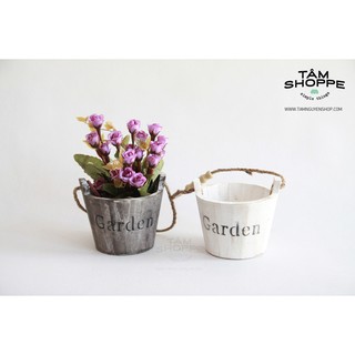 Xô gỗ Vintage Garden ĐK12cm W-XG-01 TAN