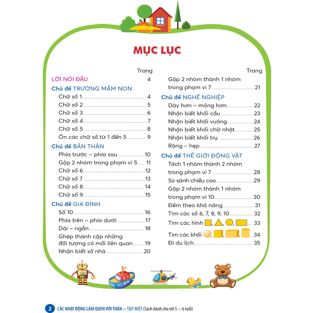 Sách Các hoạt động làm quen với toán tập 1 - sách mầm non dành cho trẻ 5 - 6 tuổi