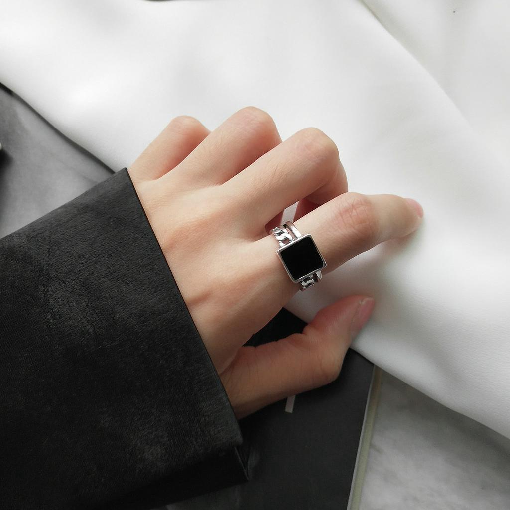 Nhẫn hở đính đá phong cách retro hiphop có thể điều chỉnh thời trang cá tính