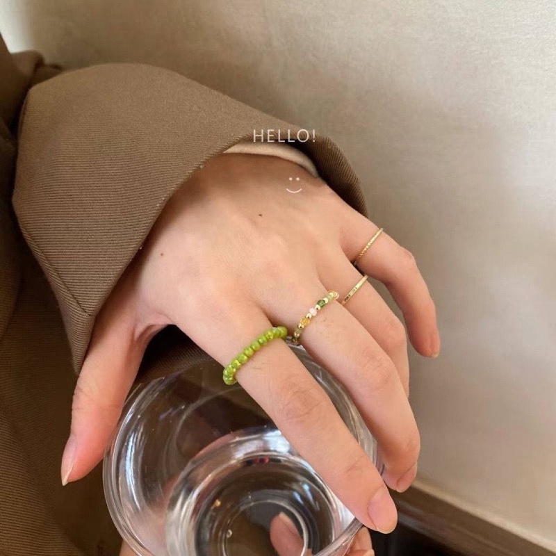 Bộ 4 Nhẫn Đính Hạt Nhiều Màu Sắc Phong Cách vintage Thời Trang Cho Nữ