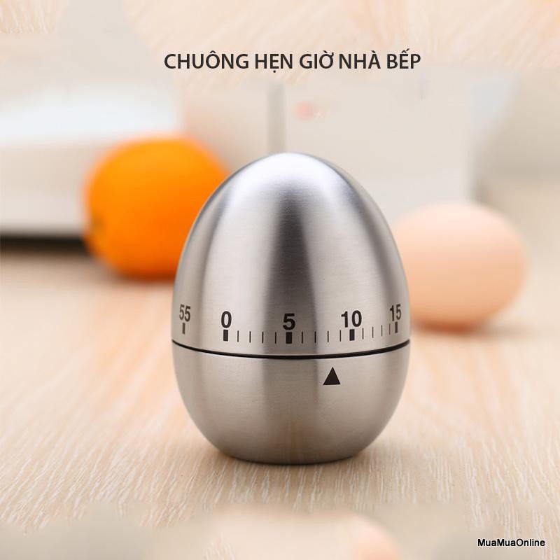 Đồng Hồ Hẹn Giờ Hình Quả Trứng Vỏ Inox Cho Nhà Bếp