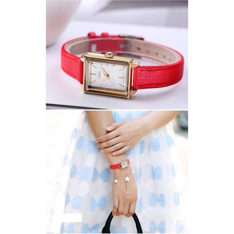 Đồng Hồ Nữ Hàn Quốc JULIUS JA-787 dây da đỏ