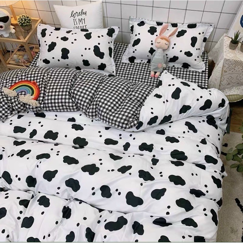 [12mẫu]Bộ chăn ga và gối cotton bò sữa siêu xinh - Luis Bedding chăn ga hàn quốc (miễn phí bo chun)