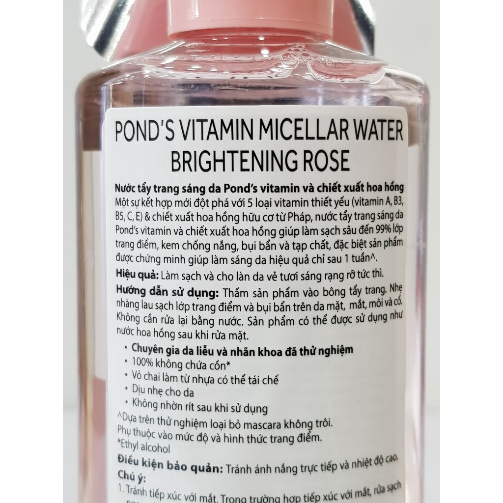 Nước Tẩy Trang Vitamin Và Hoa Hồng Sáng Da Pond's Micellar Water 235ml