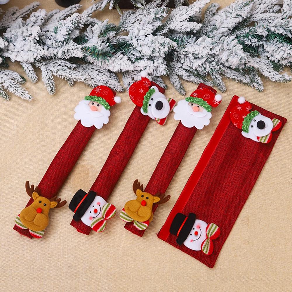 YIYU Set 4 Vỏ Bọc Tay Nắm Cửa Chống Tĩnh Điện Trang Trí Nhà Ở Hình Ông Già Noel