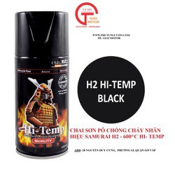 Sơn chịu nhiệt Samurai H2 màu đen mờ sơn pô chống cháy_H2 Temp