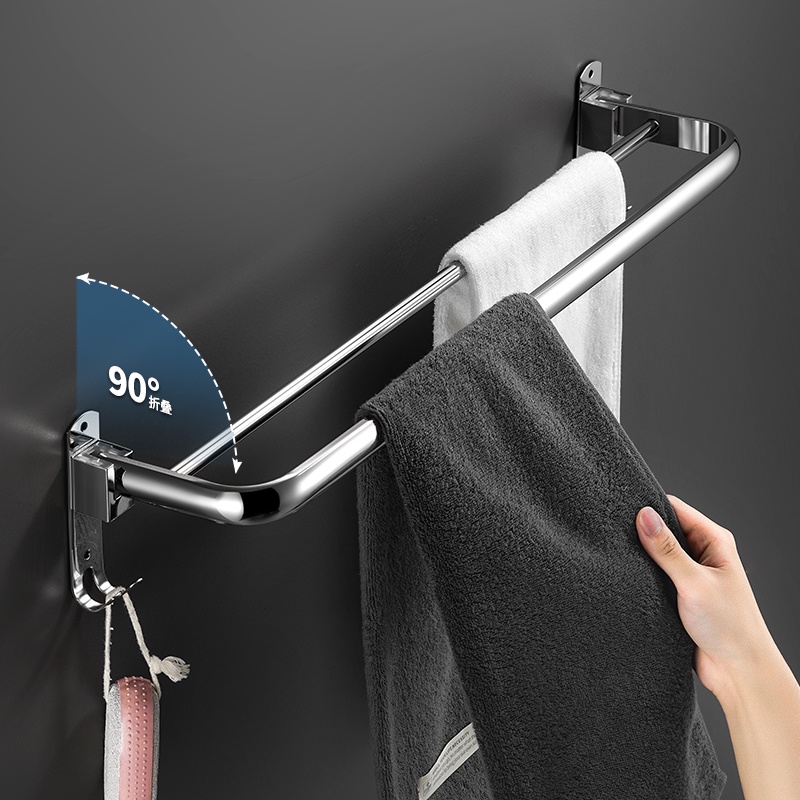 Giá treo khăn phòng tắm XINKUNLON thép không gỉ 304 chịu lực mạnh mẽ gấp gọn lại được cao cấp