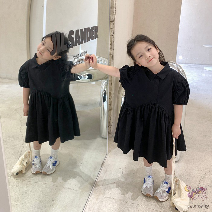 Váy Tay Phồng Phong Cách Hàn Quốc Thời Trang Cho Bé Gái