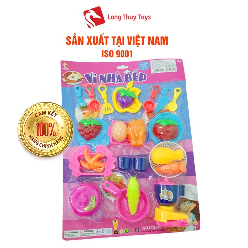 Đồ chơi trẻ em vỉ nhà bếp hiệu Long Thủy, đồ hàng dành cho bé gái sản xuất tại Việt Nam, thế giới nấu ăn bé nhỏ của con