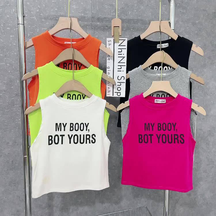 Áo kiểu sát nách dáng ôm, Áo thun ba lỗ in chữ form ngắn AS0045 - Nhinhi Shop | BigBuy360 - bigbuy360.vn