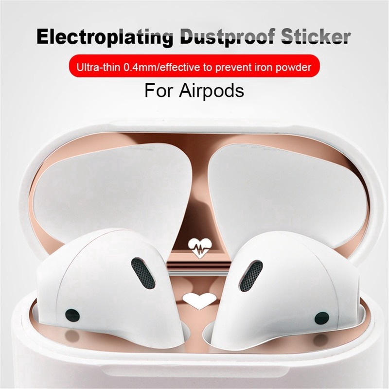 Khung sticker kim loại siêu mỏng bảo vệ chống bụi cho hộp đựng tai nghe Airpod 1
