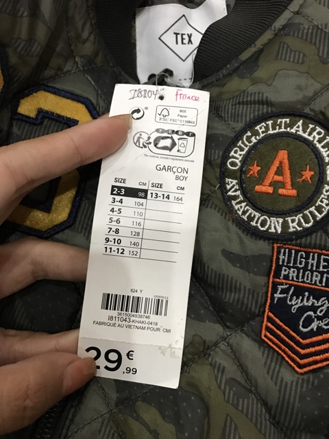 Áo Bomber Bé Trai Răn Ri Số 23 Tex