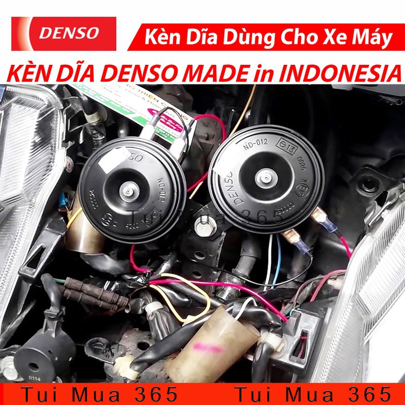 Cặp Kèn Dĩa Denso Dùng Cho Xe Máy Made In Indonesia Tặng Kèm Chớp Kêu Denso