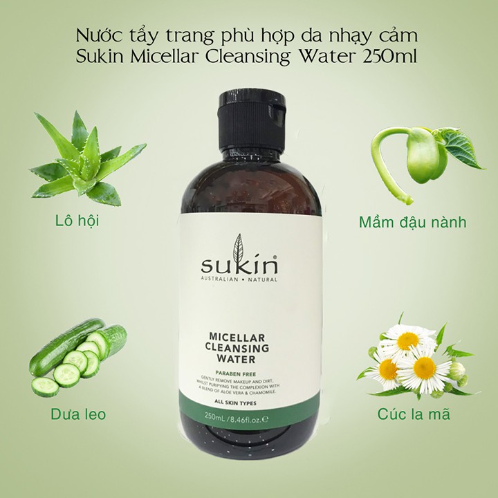 [TẶNG BÔNG TẨY TRANG GIÁ 0Đ] Combo Nước tẩy trang Sukin + Kem tẩy tế bào chết tái tạo da mặt Sukin