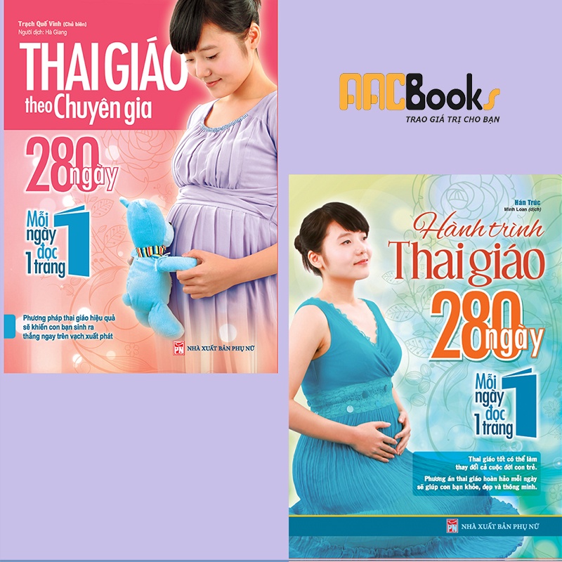 Sách - Bộ 2 cuốn - Thai giáo theo chuyên gia + Hành trình thai giáo - 280 ngày mỗi ngày đọc một trang - Lẻ tùy chọn