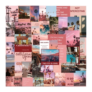 Set 50 chiếc sticker chống nước phong ảnh daily hồng instagram aesthetic dán mũ bảo hiểm, laptop, vali, trang trí tường