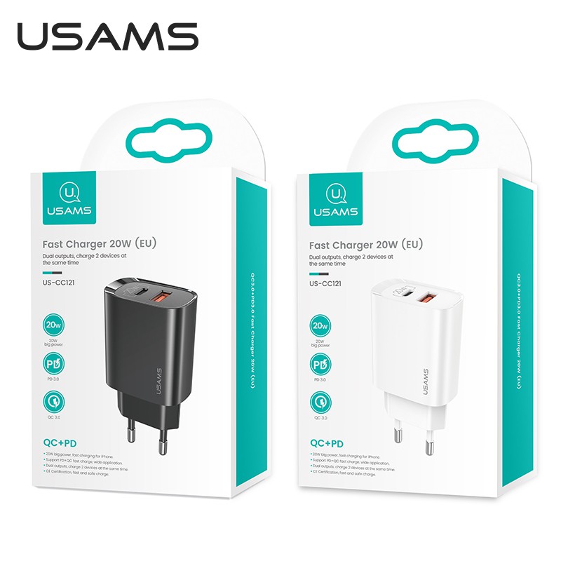 Cốc Sạc Nhanh USAMS US-CC121 T35 20w Qc3.0 + Pd3.0 Cho Iphone Oppo Samsung Huawei Vivo Xiaomi