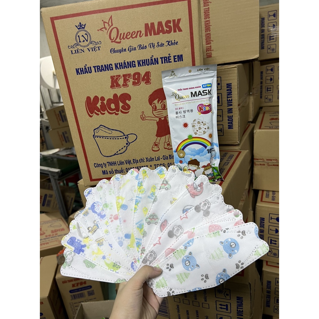 COMBO 50 KHẨU TRANG KF94 Queen Mask DÀNH CHO BÉ 3-10T-Hàng Chính Hãng