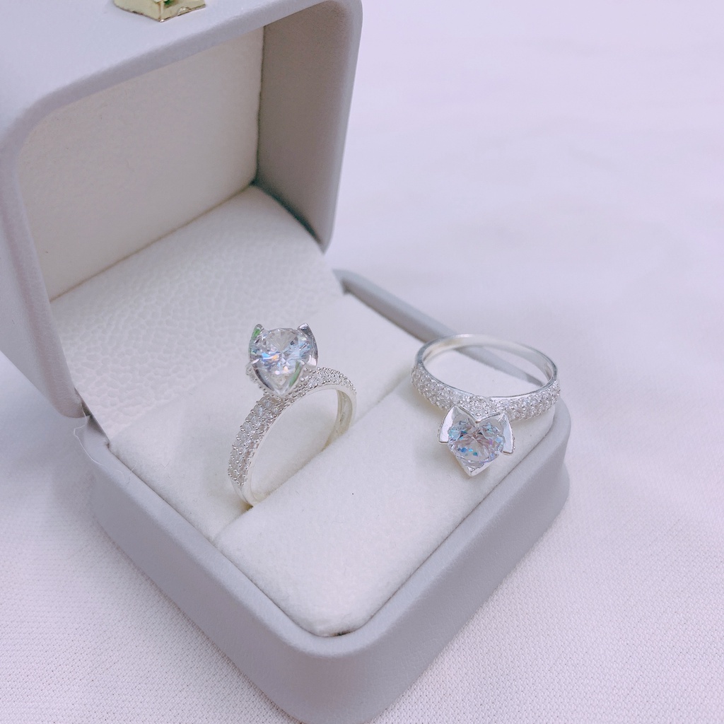 Nhẫn nữ bạc thật gắn đá cao sang trọng, đẹp lộng lẫy - Kho sỉ bạc Nhất Linh