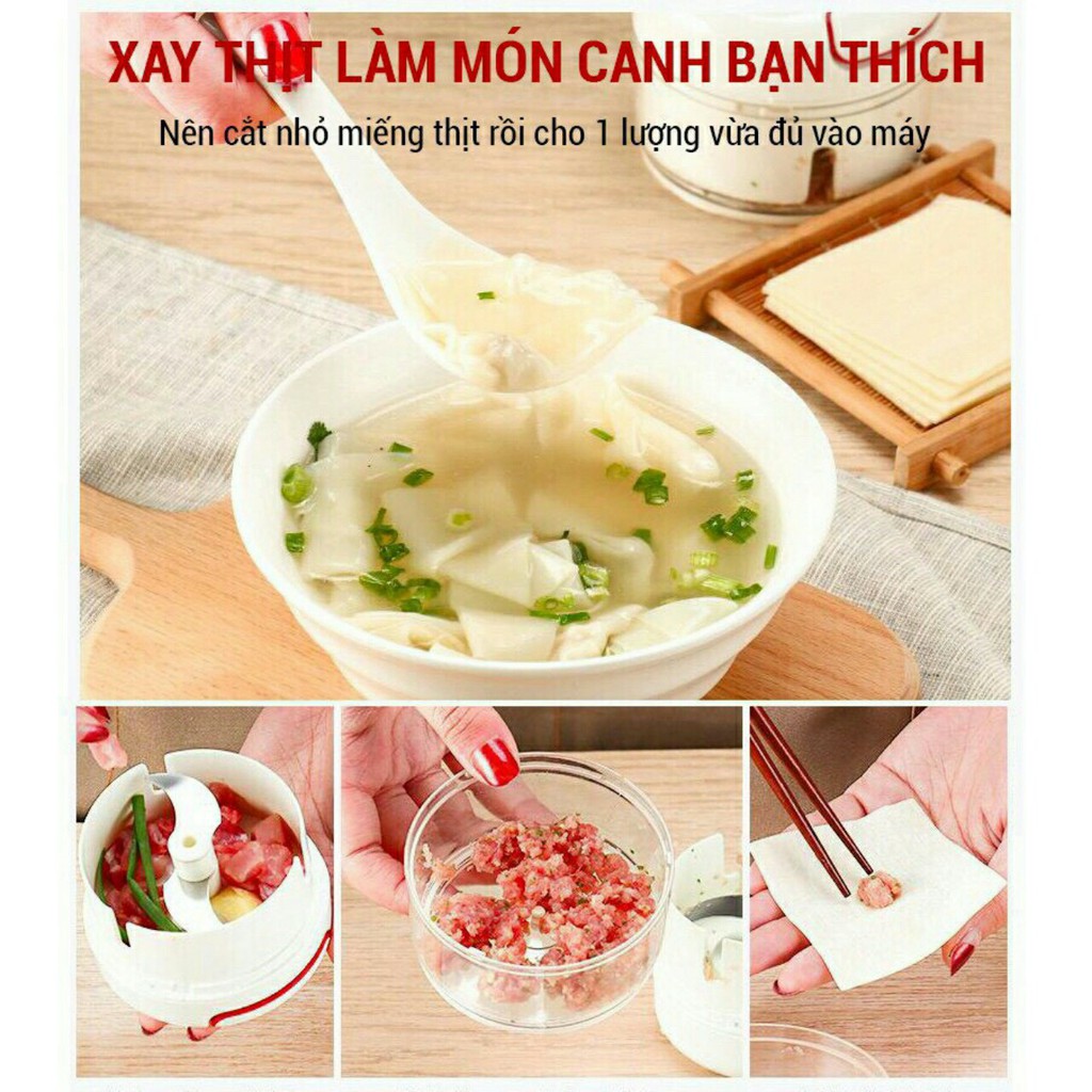 Dụng cụ xay nhuyễn tỏi ớt kéo tay đa năng nhựa - kim loại