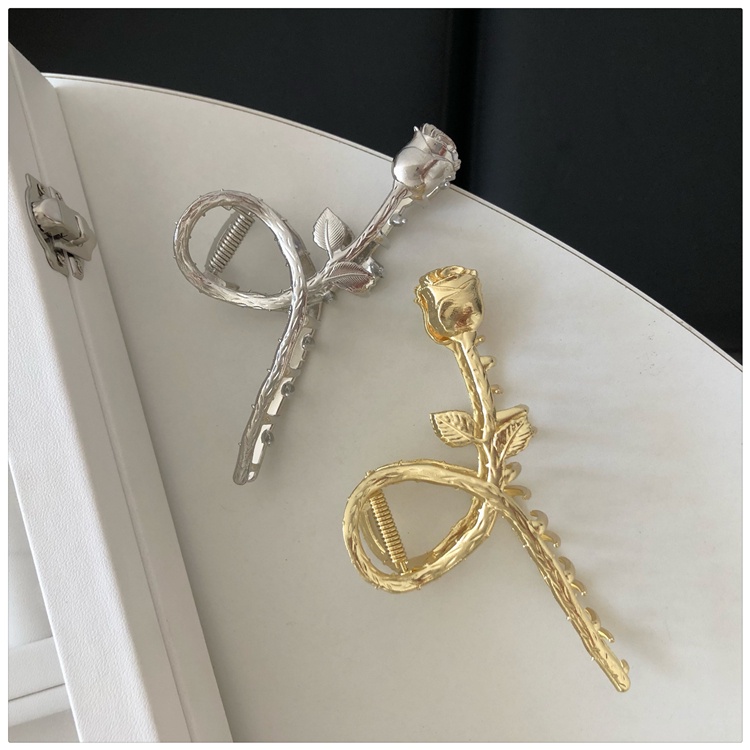 Kẹp Tóc Kim Loại Hình Hoa Hồng Thanh Lịch Phong Cách retro