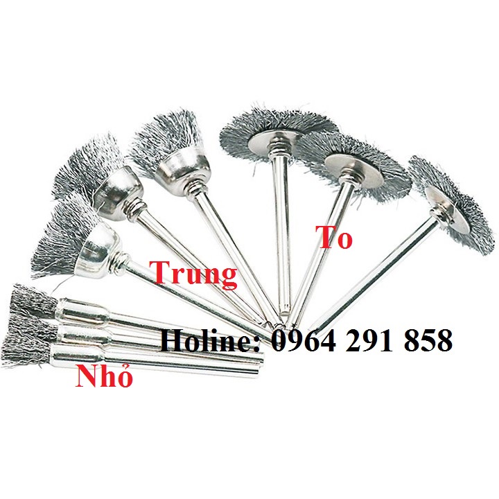 Chổi đồng vệ sinh - Chổi đánh gỉ mini trục 3mm