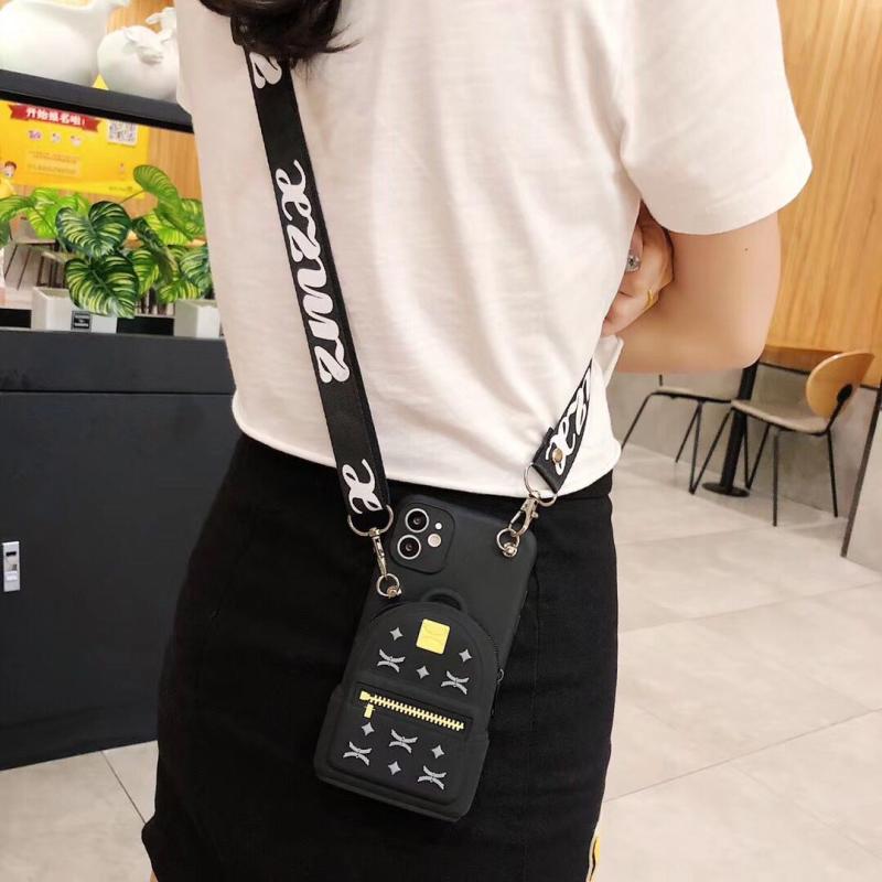 Ốp điện thoại mềm đính ví + dây đeo cho OPPO A53/31/9/5/52/92/12A/3S/5/s/7/37/1K/57 Realme C11/12/15/17/2/3 5/5I 6P/7I