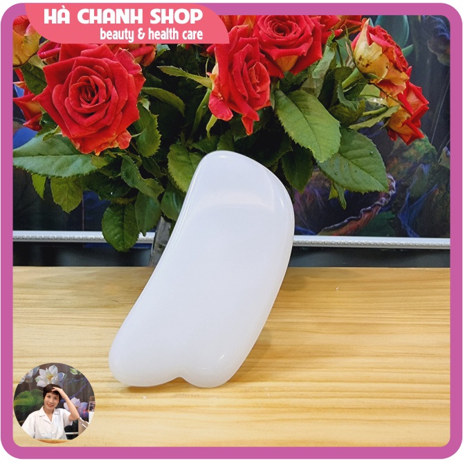 Miếng Cạo Massage Hình Bán Nguyệt Bằng Đá Trắng Đẹp Mát Xa Mặt Dụng Cụ Spa Dưỡng Sinh Chăm Sóc Cơ Thể
