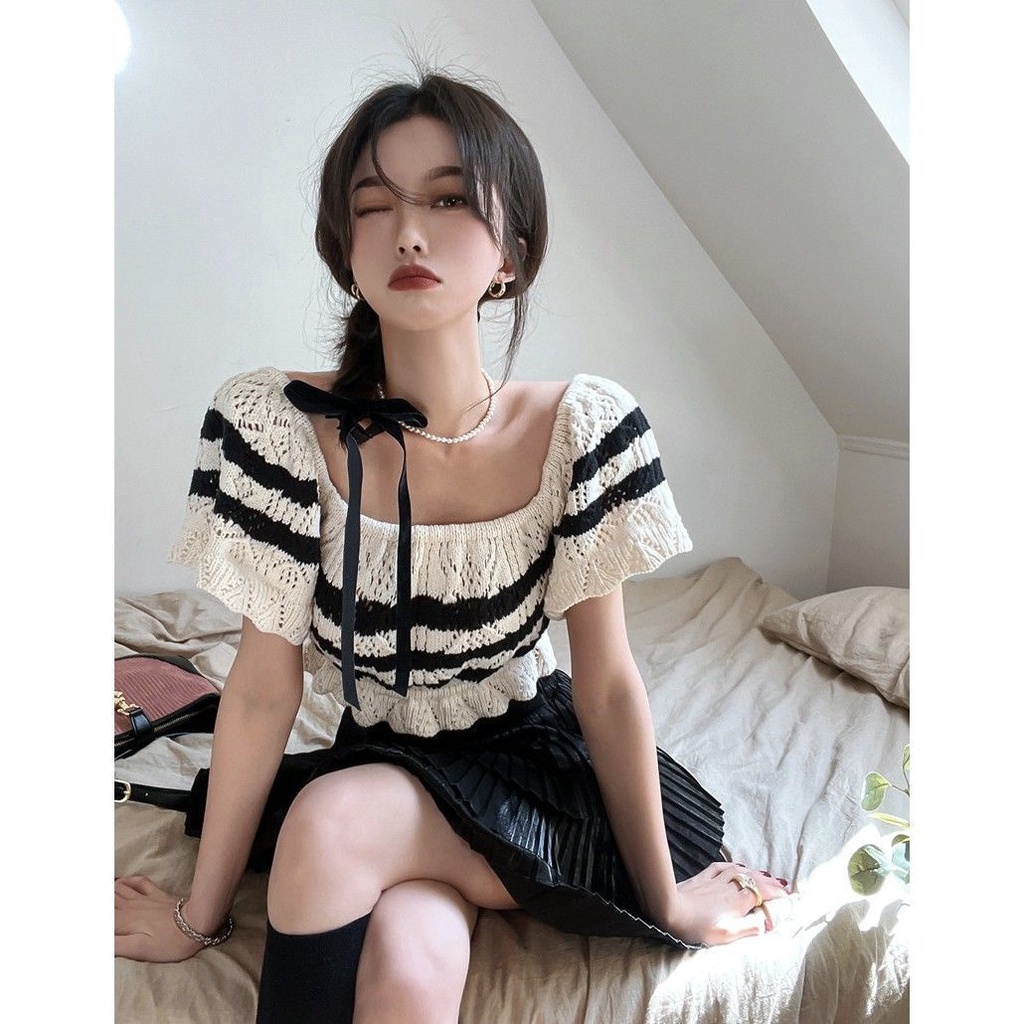 Jiashucheng Áo Dệt Kim Dáng Ngắn Ôm Sát Eo Cao Vừa Vặn Mùa Hè Thu Và Mùa Hè Thu Kiểu Mới @ -