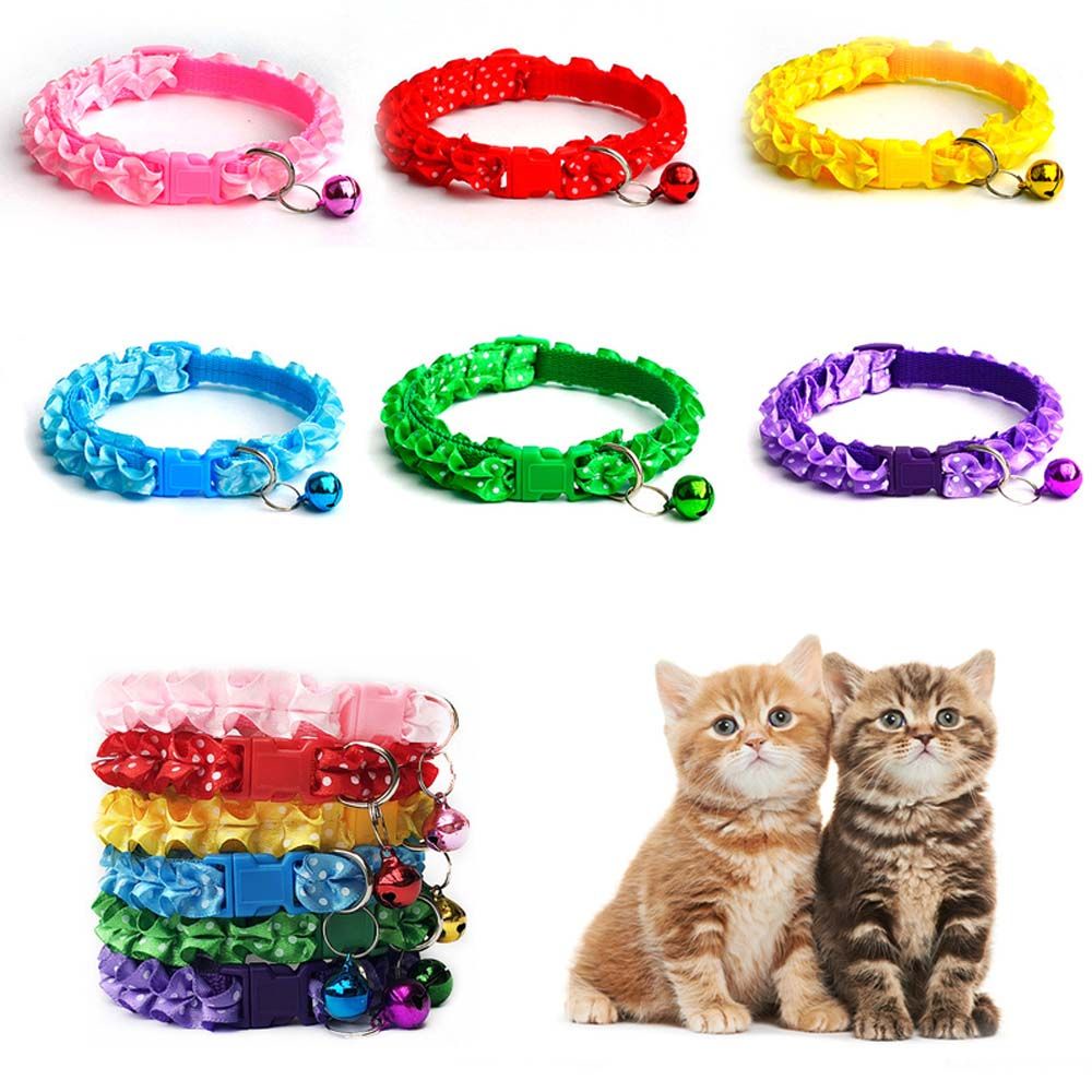 YIYU Vòng cổ họa tiết chấm bi đính chuông đáng yêu cho thú cưng