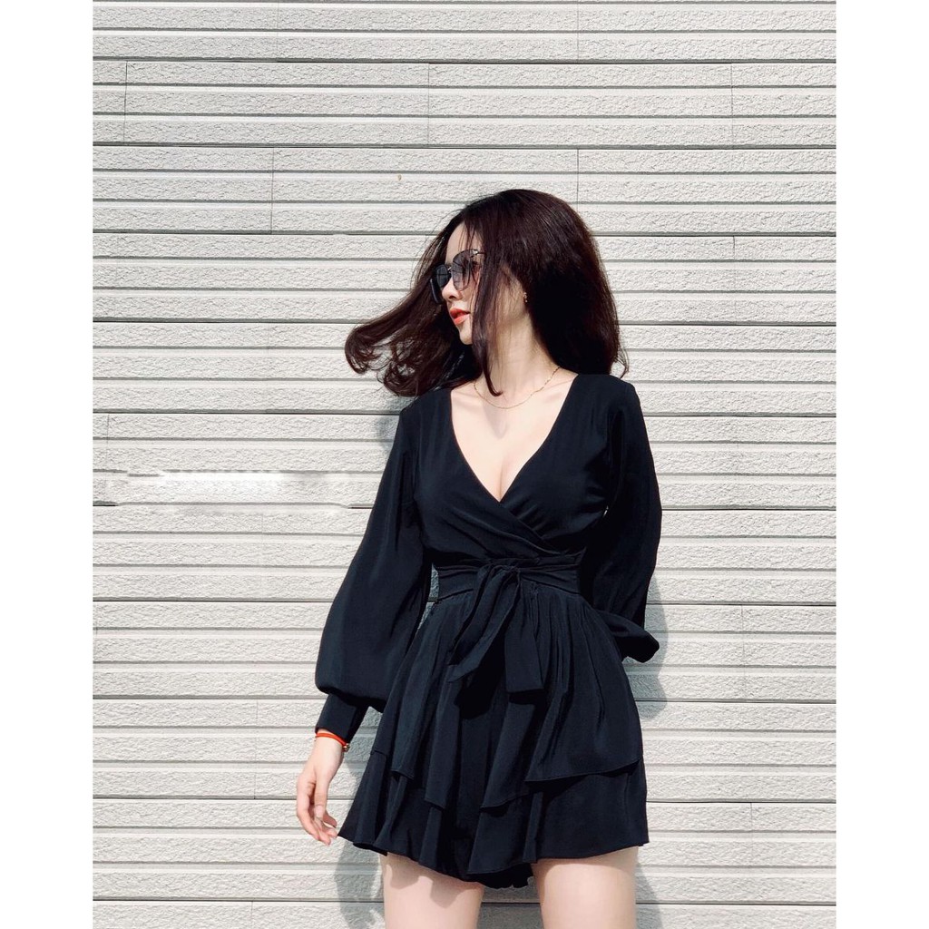 Jumpsuit Tay Dài Bo Ống Tay JK