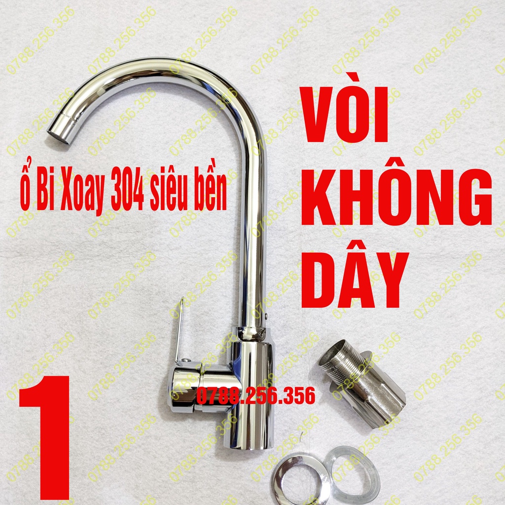 Vòi Rửa Chén Bát Nóng-Lạnh INOX 304 Dùng Cho 2 Hộc Chậu, Vòi rửa chén nóng lạnh inox SUS 304 Hàng đẹp Loại 1