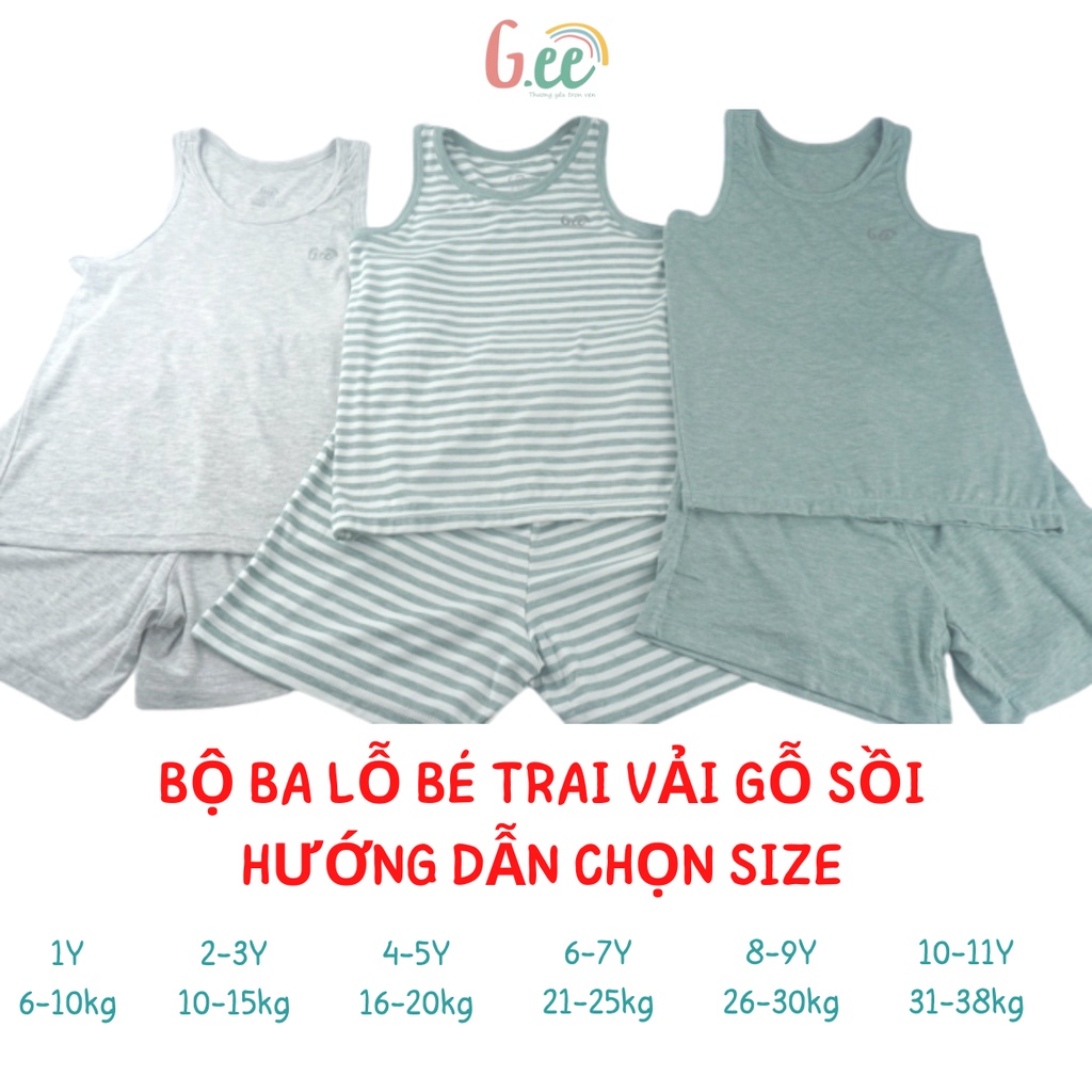 Bộ Ba Lỗ Sát Nách Bé Trai Đồ Bộ Quần Áo Trẻ Em Vải Sợi Sồi Mềm Mịn Thoáng Mát Thấm Hút Mồ Hôi, Có Size Đại