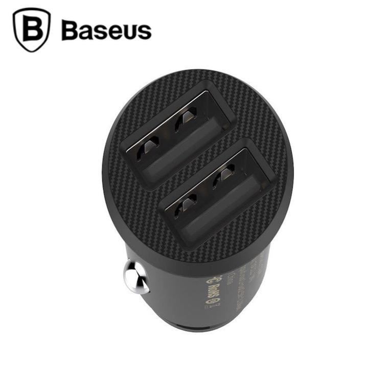 Tẩu sạc ô tô 2 cổng Baseus  3.1A - cốc oto có đèn led siêu nhỏ dành cho xe hơi