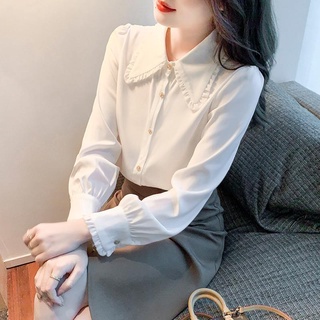 Áo sơ mi chiffon form rộng màu trắng dễ phối đồ